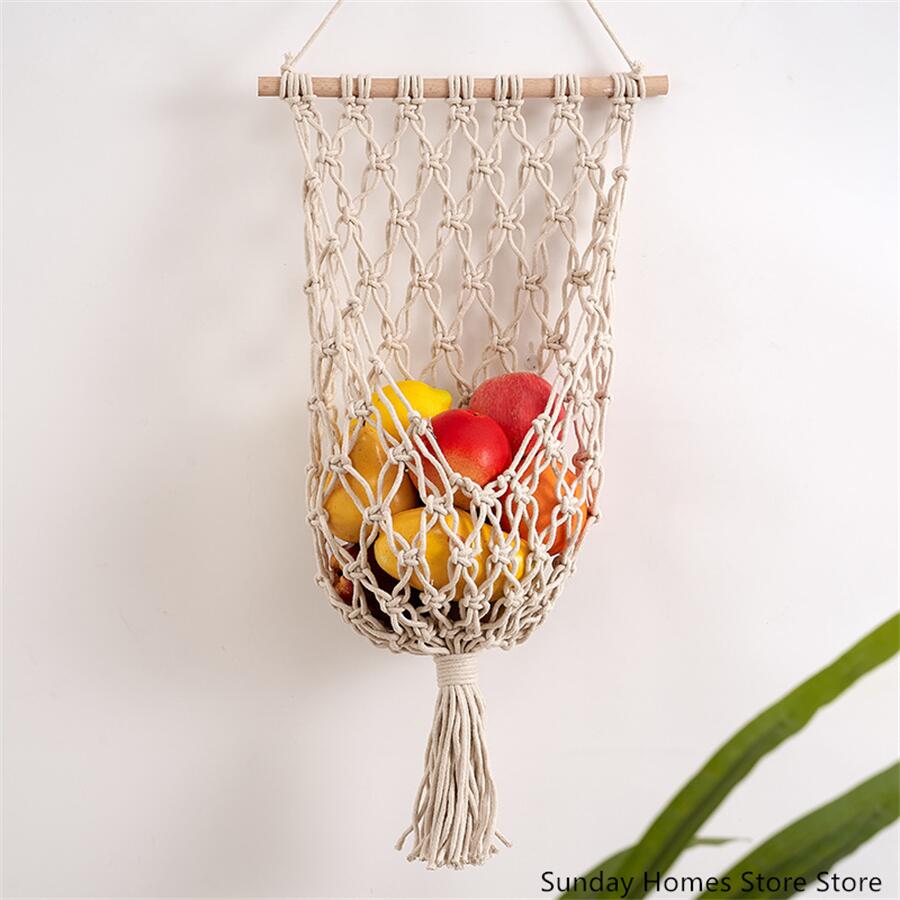 Food Storage In Plants - Macrame Fruit Storage Basket Hammock Hanging