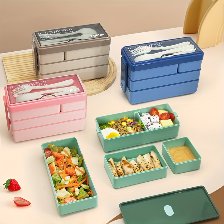 Food Storage Stackable Containers - 1450ML Bento Lunch Box Large Capacity