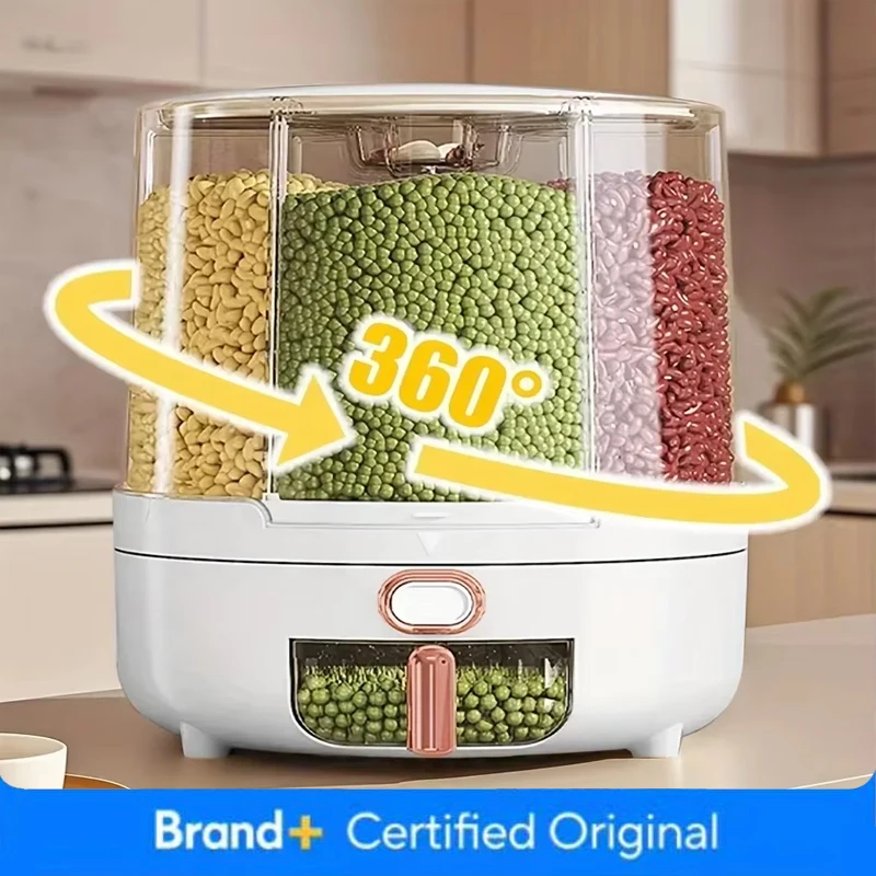 Food Storage In Pantry - 6-Compartment 360° Rotating Airtight Food Storage