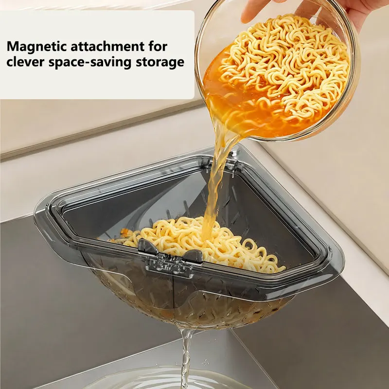 Food Storage Rack For Kitchen - Magnetic Triangular Sink Drain Basket Kitchen