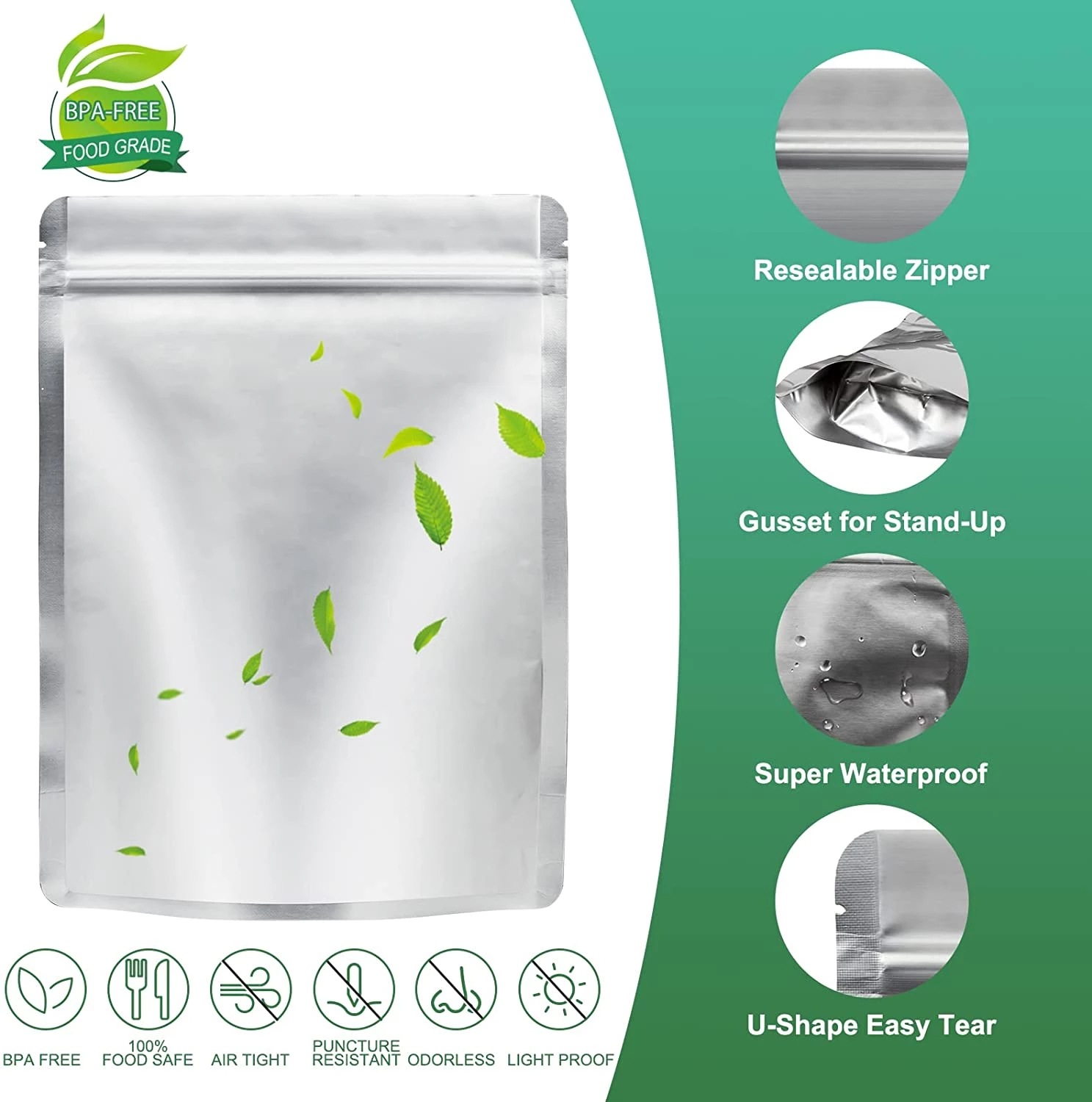 Food Storage Oxygen Absorbers - 50Pack Reusable Aluminum Foil Package Bag