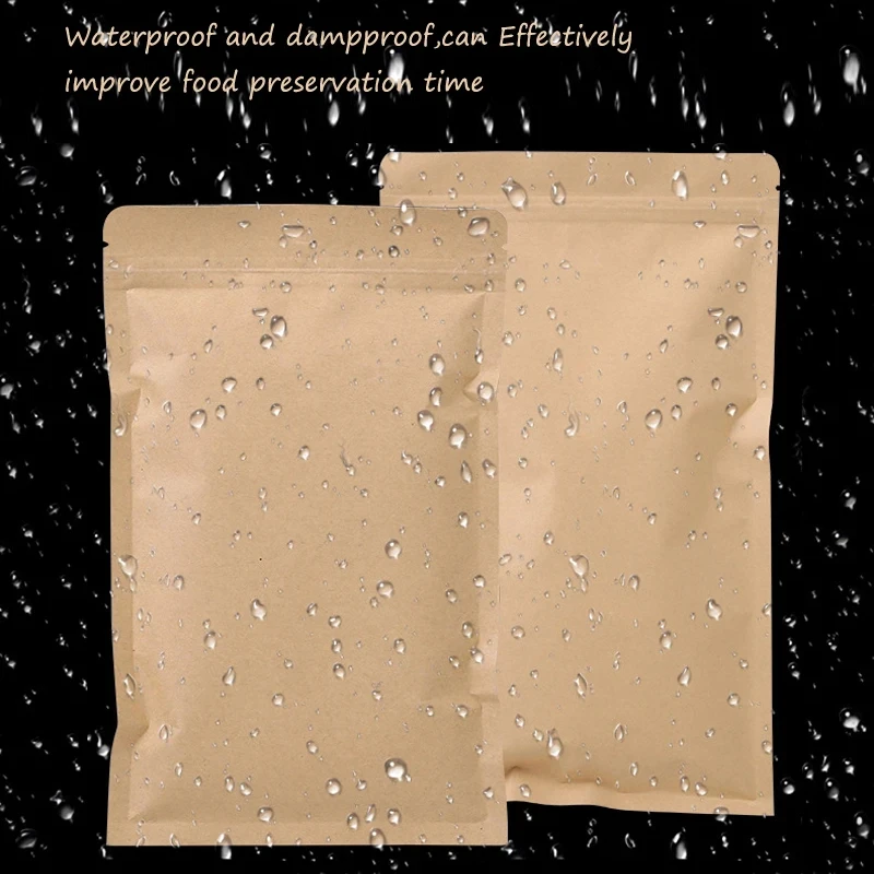 Food Storage And - 100PCS Brown Kraft Paper Zipper Lock