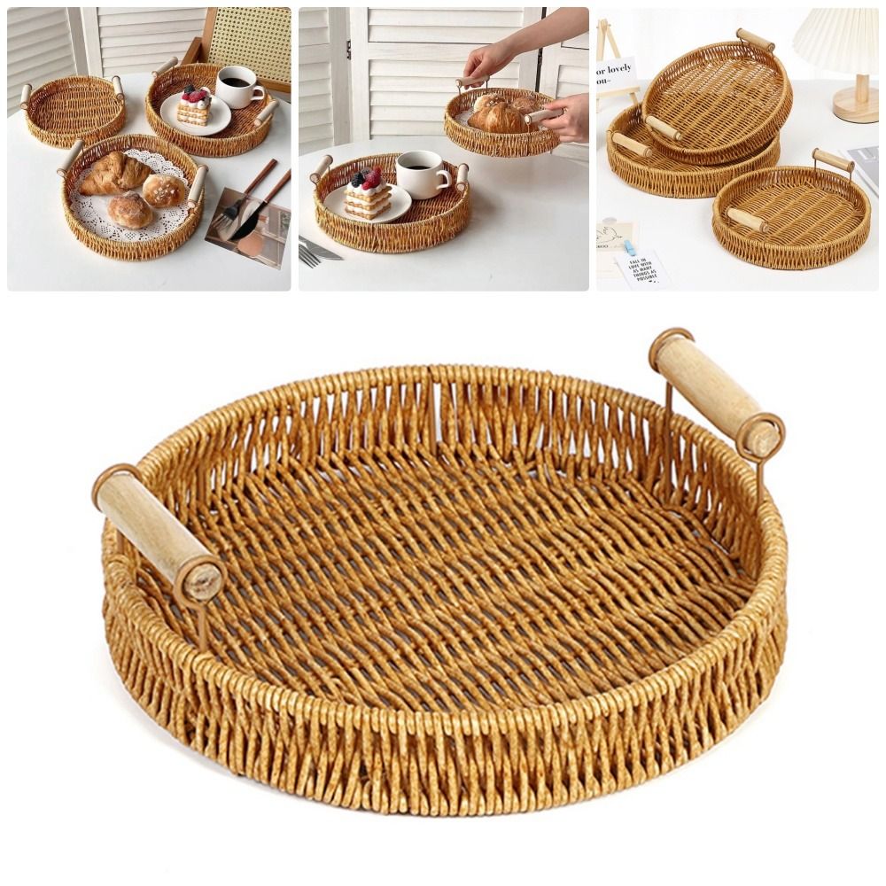 Food Storage In Plants - Food Plate Handwoven Plastic Rattan Storage