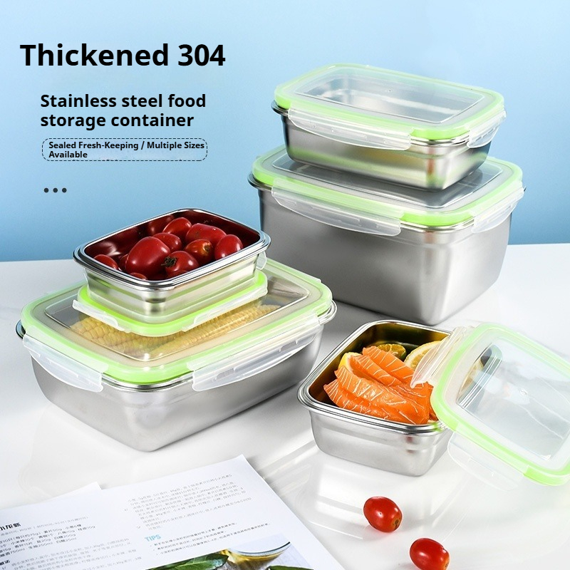 Food Storage Stackable Containers - 304 Stainless Steel Lunch Box Set