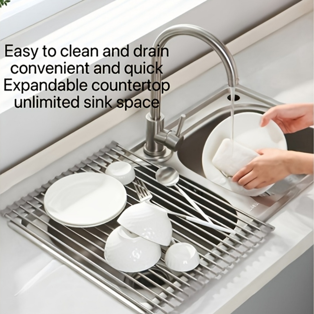 Food Storage Rack For Kitchen - 1PC Folding Roll Sink Drainer Shelf