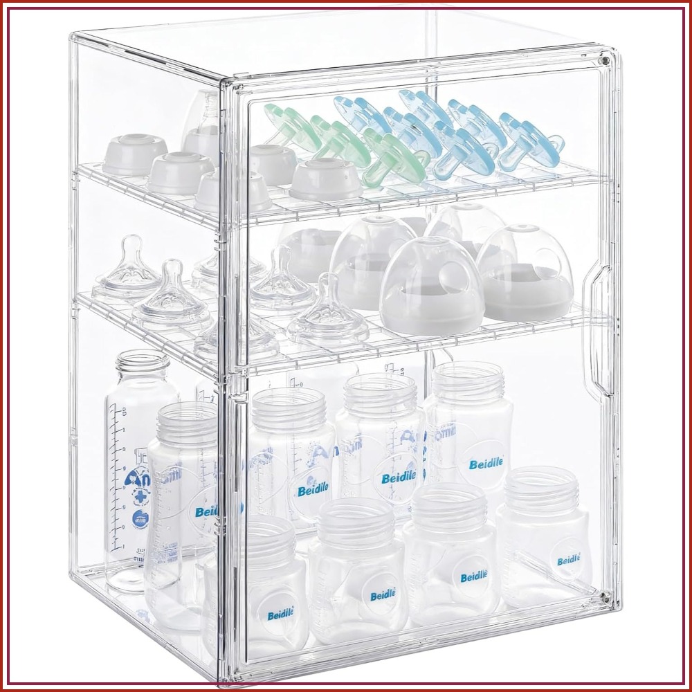 Food Storage Moms - 3-Tier Clear Acrylic Baby Bottle Organizer