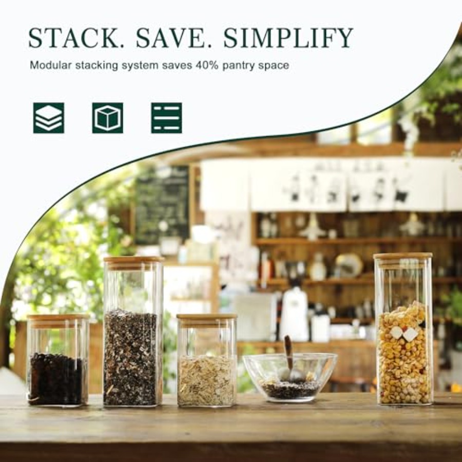 12-Pack Square Glass Storage J - огляд і ціна Food Storage Stackable Containers