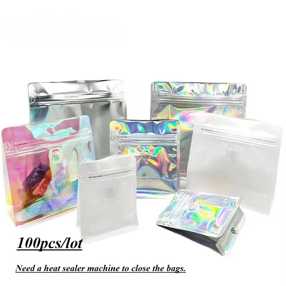 100pcs Pink Rainbow Laser Holo - огляд і ціна Food Storage Ziploc Bags