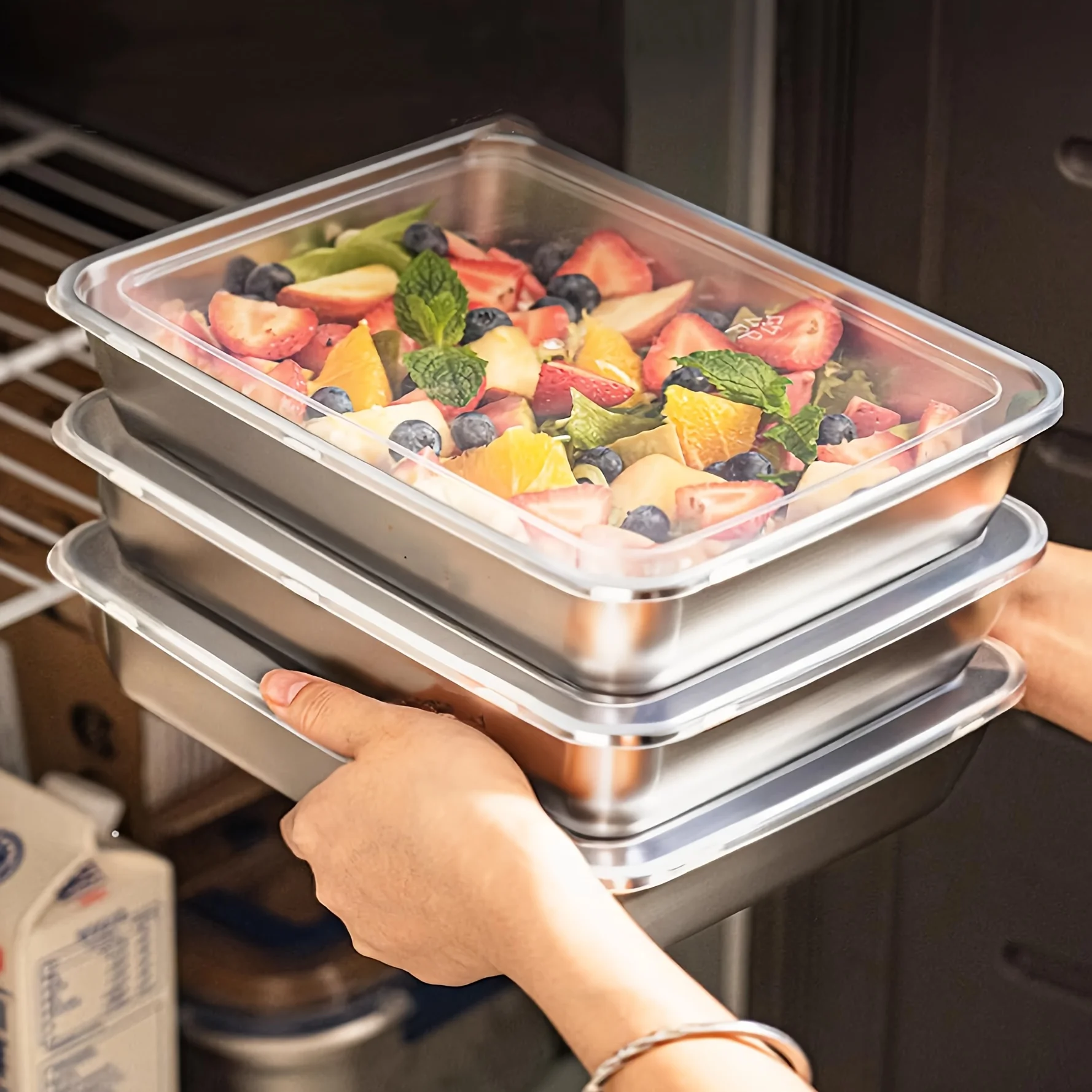 3pcs Stainless Steel Food Cont - огляд і ціна Food Storage Stainless Steel