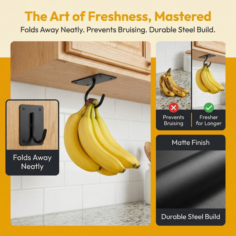 Black Metal Self-Adhesive Bana - огляд і ціна Food Storage Rack For Kitchen